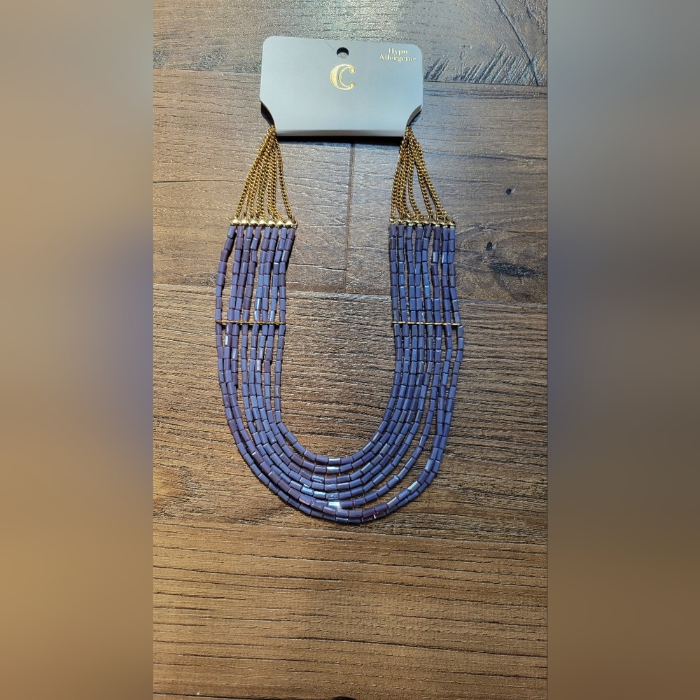 NWT - Charming Charlie Multi-strand purple beaded necklace